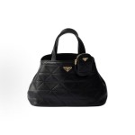 PRADA enamel metal triangular logo detachable and adjustable shoulder strap single-shoulder crossbody handbag, medium size for women, black